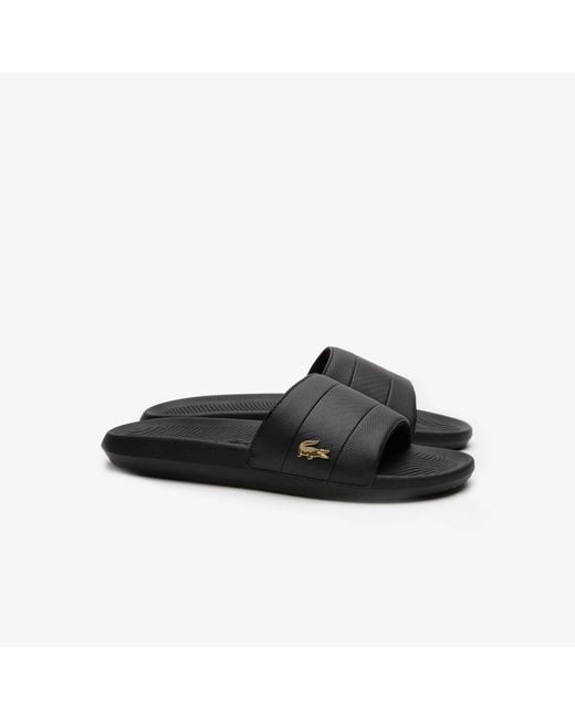 Lacoste Black Metal-Decorated Slippers for men