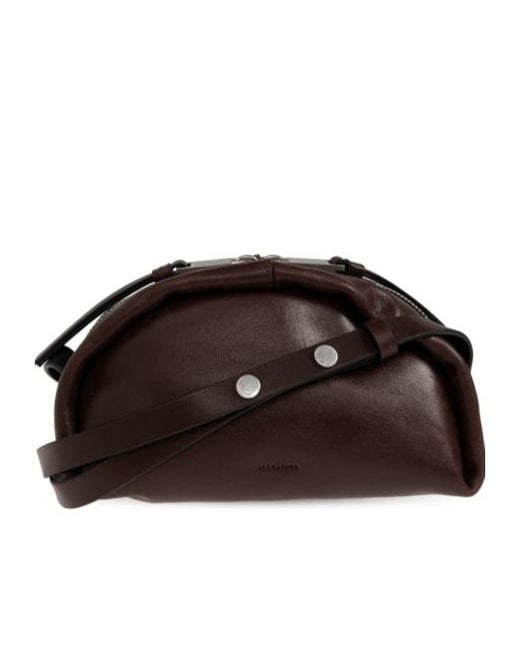 AllSaints Brown Zippered Shoulder Bag