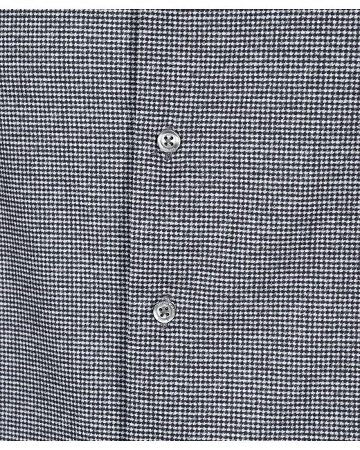 Emporio Armani Blue Micro-Pattern Long-Sleeve Shirt for men