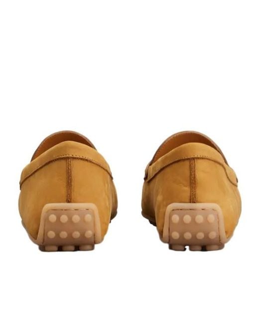 Tod's Brown T-Buckle Topstitched Loafers