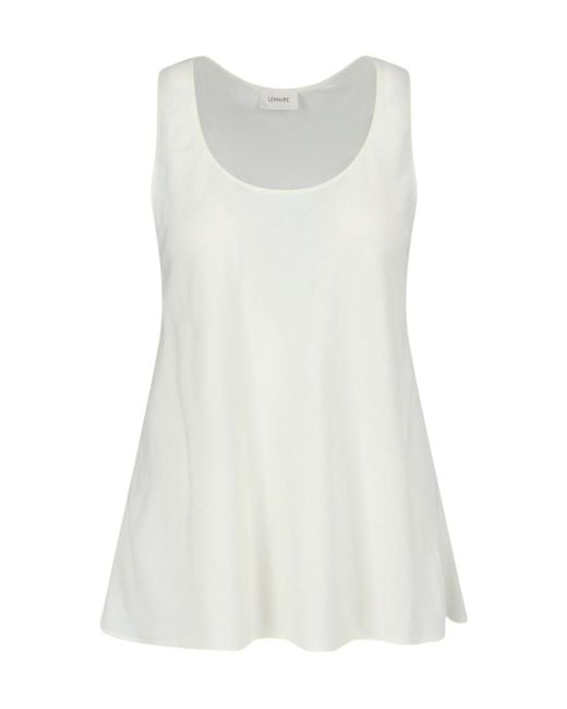 Lemaire White Sleeveless Scoop Neck Top