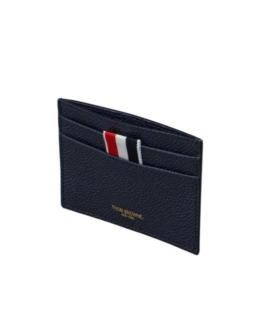 Thom Browne Blue Pebbled-Leather Card Holder for men
