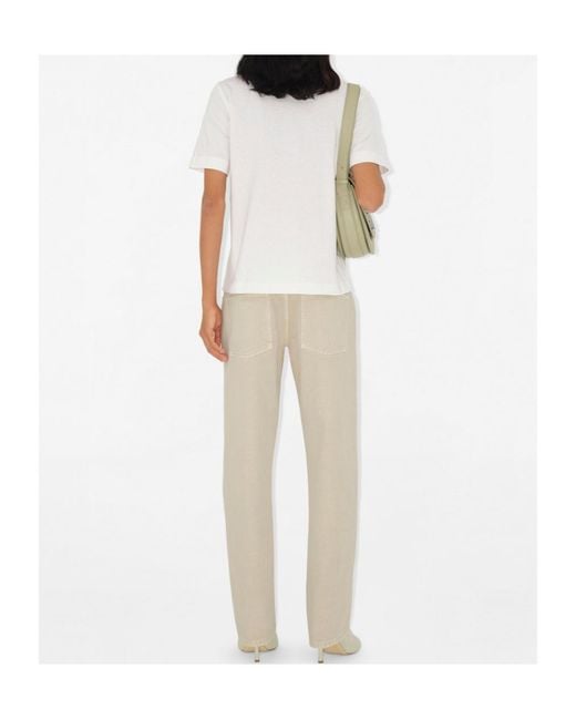 Burberry White Equestrian Knight-Motif T-Shirt
