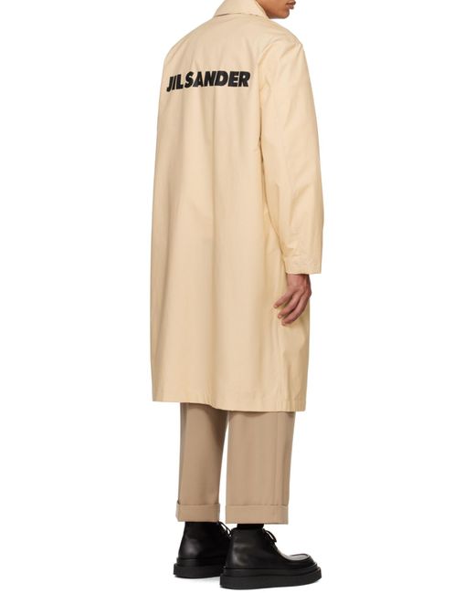 Jil Sander Natural Buttoned Long Coat for men