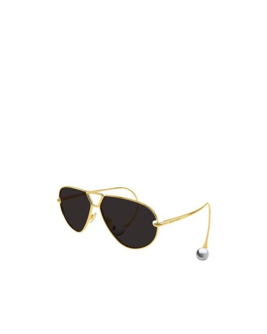 Bottega Veneta White Minimalist Aviator Sunglasses