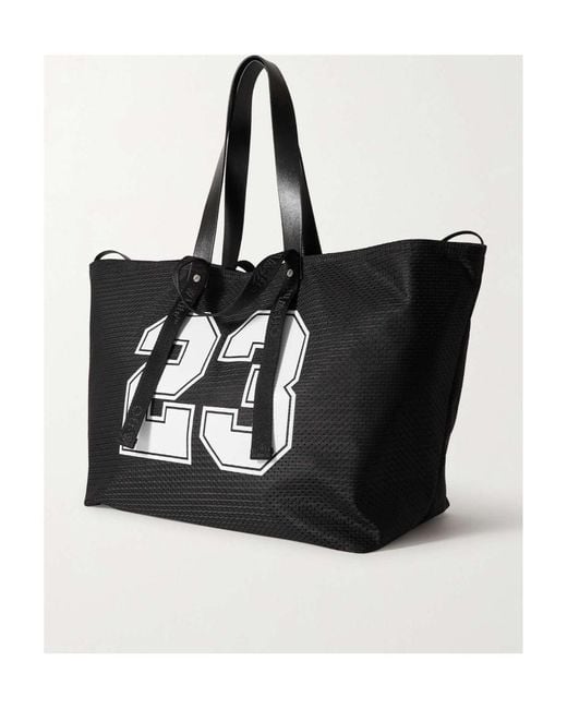 Off-White c/o Virgil Abloh Black Logo Printed Mesh Top Handle Bag for men
