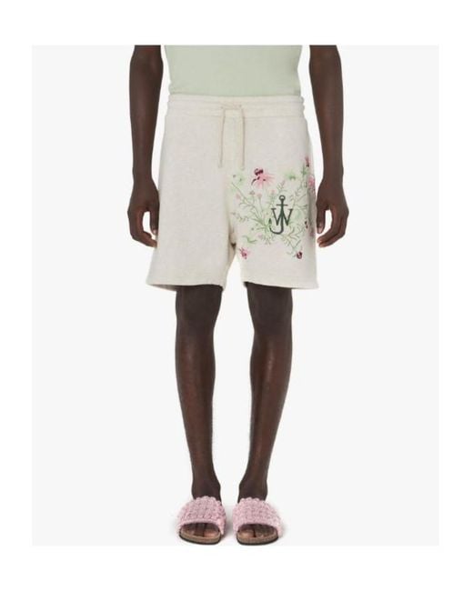 J.W. Anderson White Jw Anderson X Pol Anglada Logo Embroidered Drawstring Shorts for men