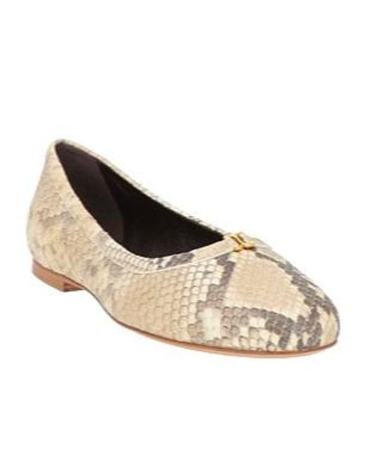 Chloé Natural Snake-Patterned Ballet Flats