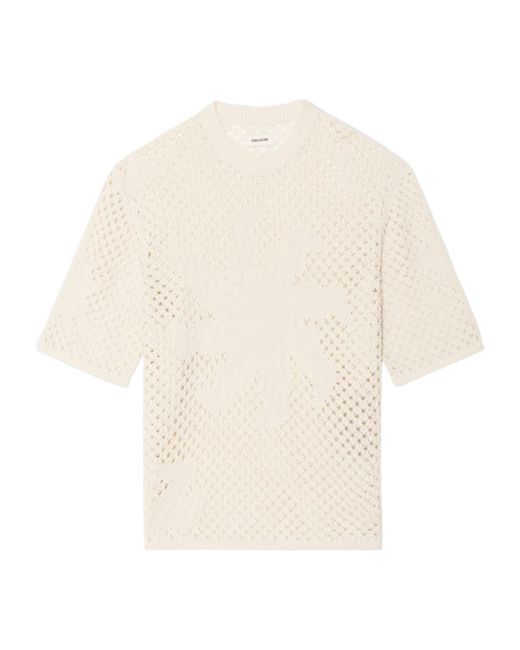 Zadig & Voltaire White Malyna Open-Knit T-Shirt