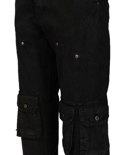 Off-White c/o Virgil Abloh Black Logo Embroidered Cargo Pants for men