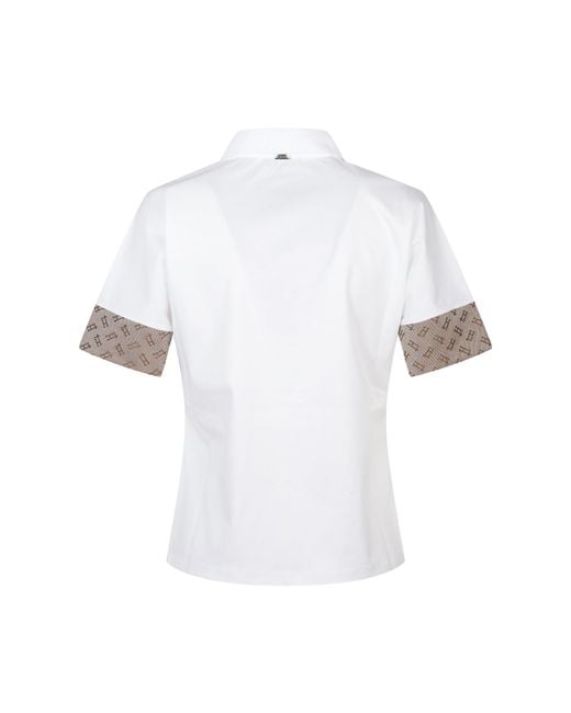 Herno White Button Detailed Short-Sleeved Shirt