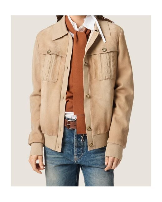 Miu Miu Natural Waxed Suede Blouson Jacket