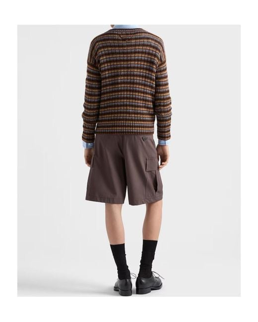 Prada Brown Shetland Wool Boat Neck Sweater for men