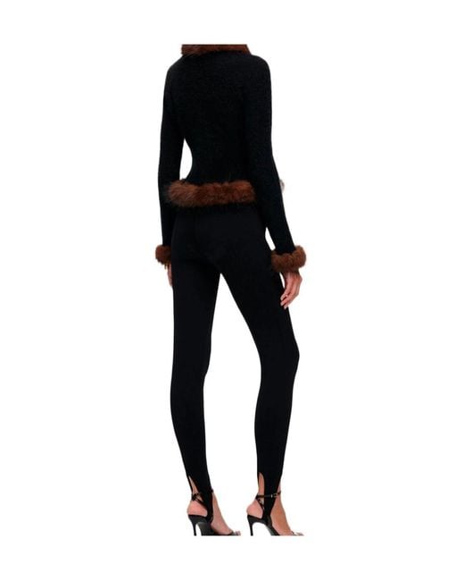 Self-Portrait Black Knit Sweater With A Fur Collar