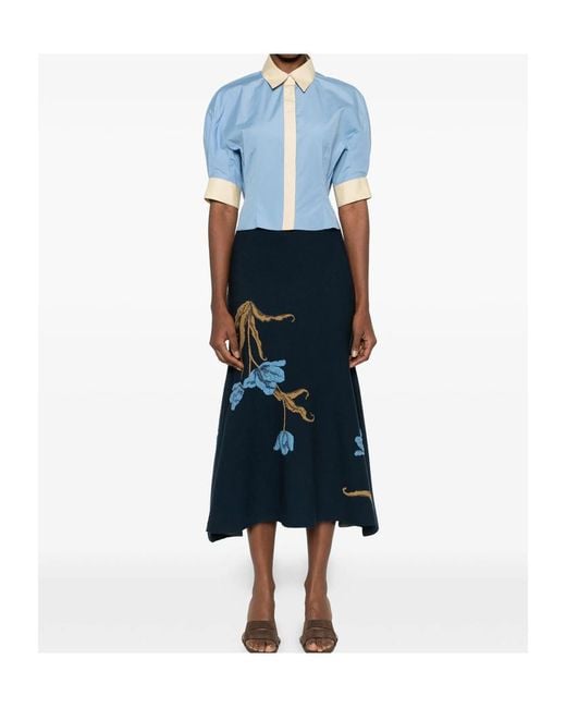 Marni Blue Collared Panelled Top