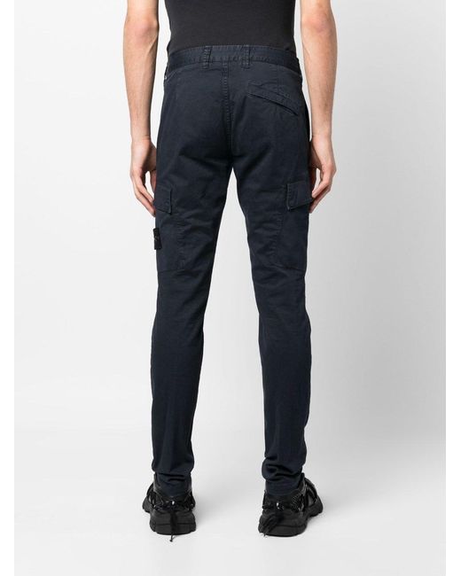 Stone Island Blue Logo Casual Pants for men