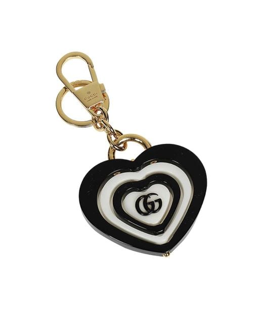 Gucci Black Double G Heart-Shaped Key Chain