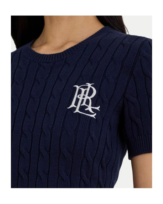 Ralph Lauren Blue Cable-Knit Logo Jumper