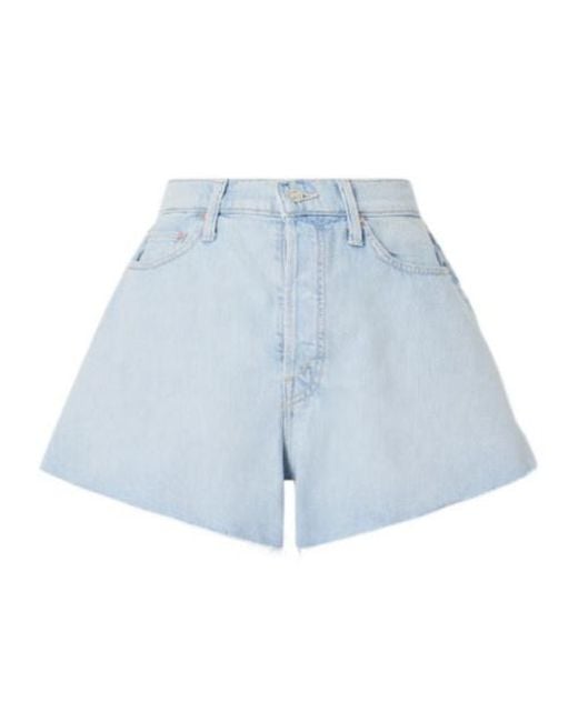 Mother Blue High-Waisted Denim Shorts