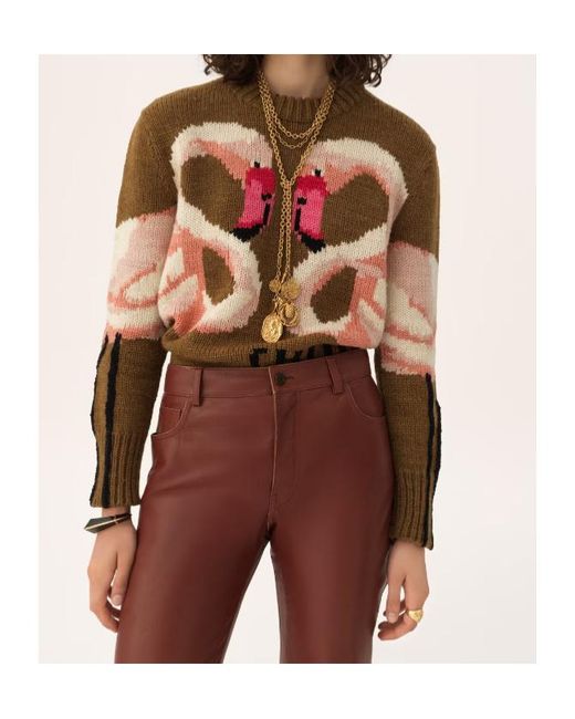 Chloé Brown Intarsia-Knit Sweater