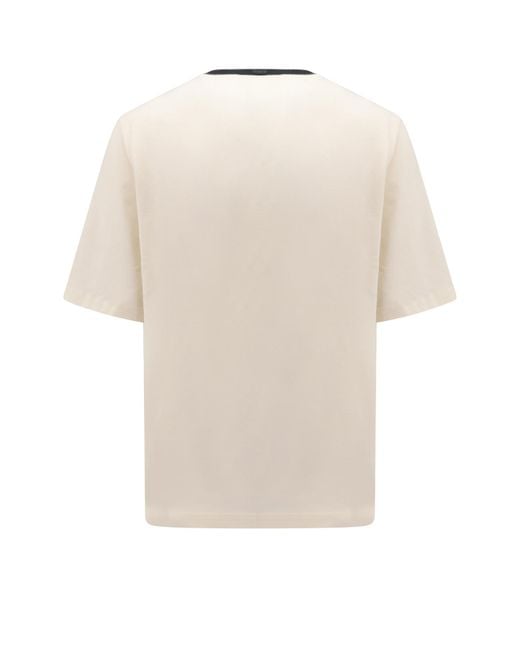 Fendi White Ff Motif Print Short Sleeve Cotton T-Shirt for men
