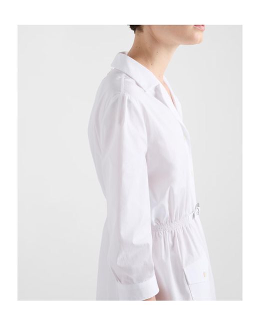 Prada White Belted Shirt Dress