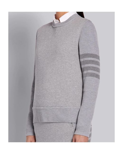 Thom Browne Gray Tonal 4-Bar Loopback Sweatshirt