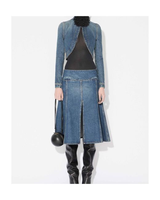 Alaïa Blue Alaïa Denim Slit Skirt