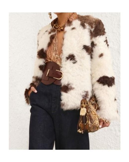 Zimmermann Natural Hypnotic Spot Shearling Jacket