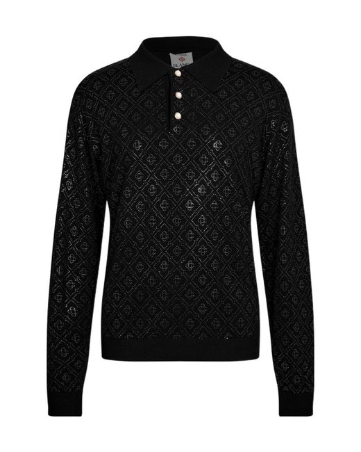 Casablanca Black Long-Sleeved Polo Shirt for men