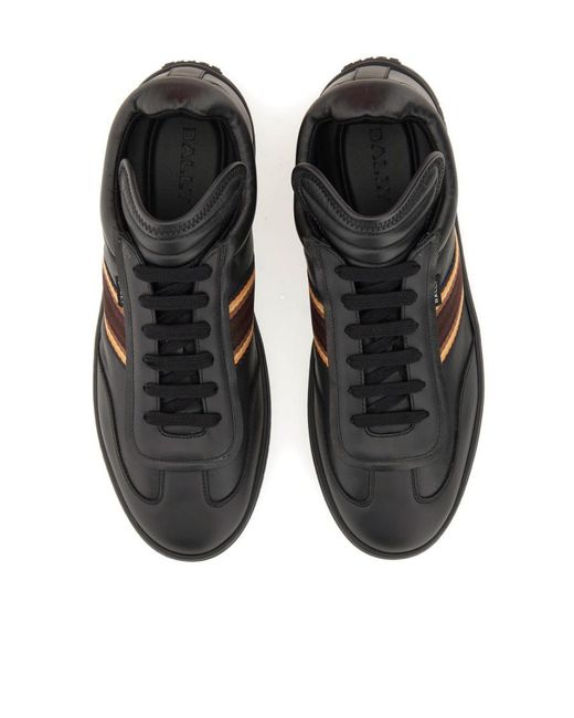 Bally Black Side-Stripe Round Toe Sneakers for men