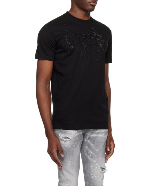 DSquared² Black Logo Embellished Crewneck T-Shirt for men