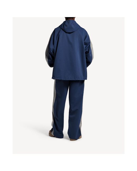 Balenciaga Blue Technical Track Hooded Jacket for men