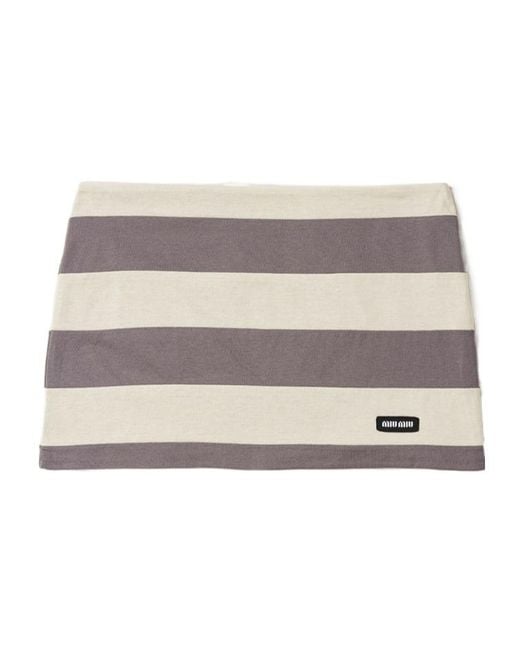 Miu Miu Gray Striped Knitted Mini Skirt
