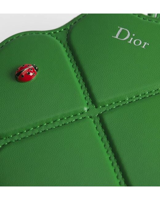 Dior Green Petit Trèfle Coin Purse With Cord