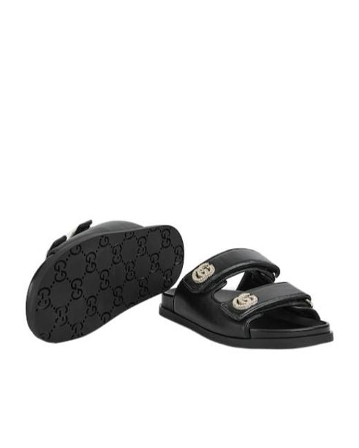 Gucci Black Double G Sandals