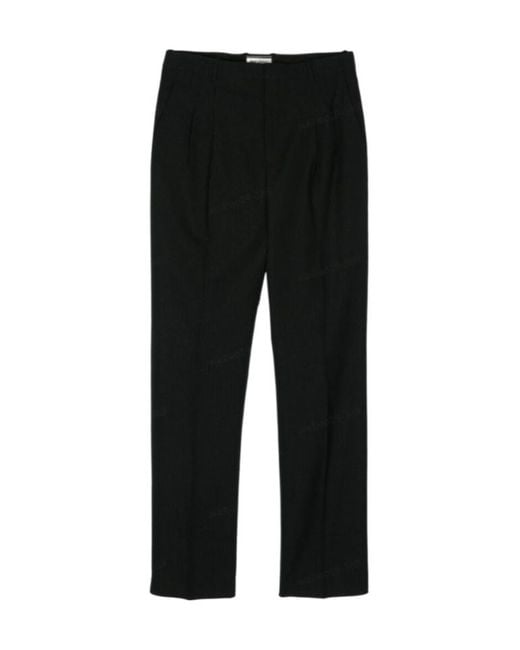 Saint Laurent Black Metallic Striped Straight Trousers for men