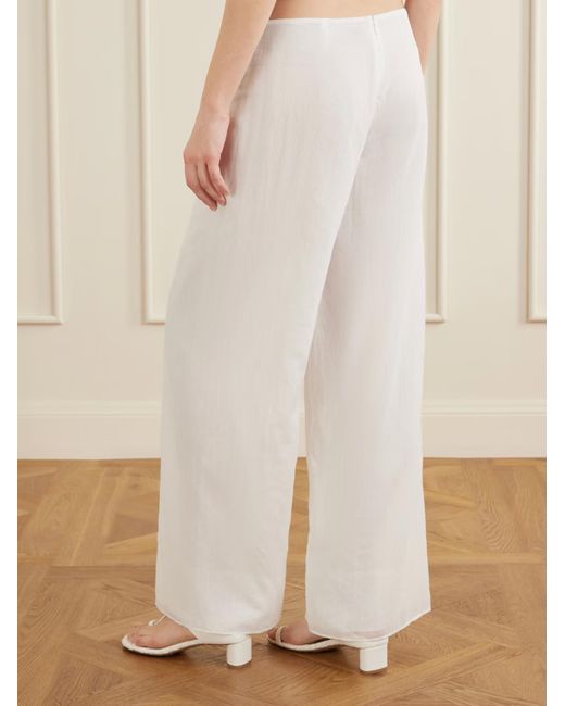 Christopher Esber White Porto Tie-Detailed Cotton-Voile Wide-Leg Pants