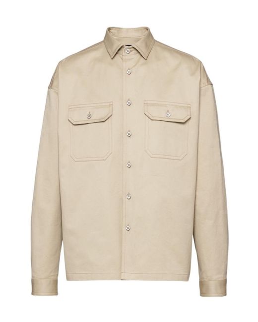 Prada Natural Monochrome Button-Up Shirt for men