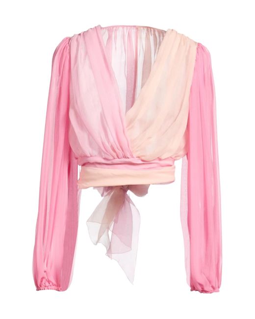 Dolce & Gabbana Pink Colorful Chiffon Long-Sleeve Top
