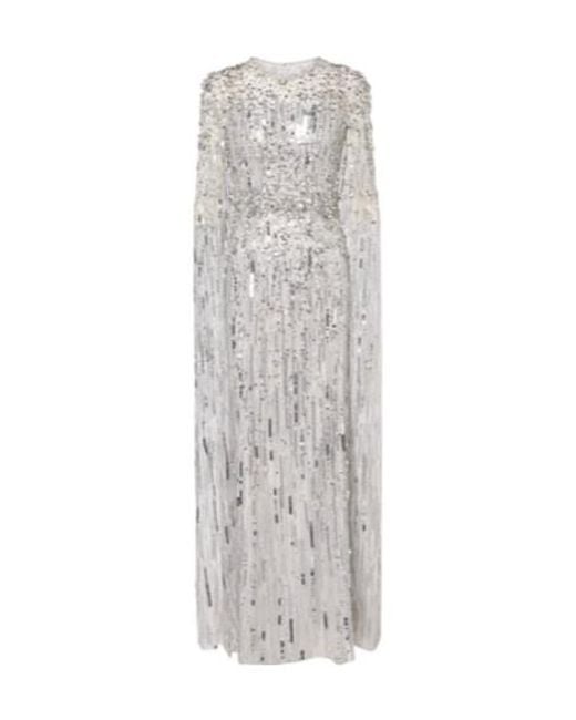 Jenny Packham White Ruby Caped Sequined Gown