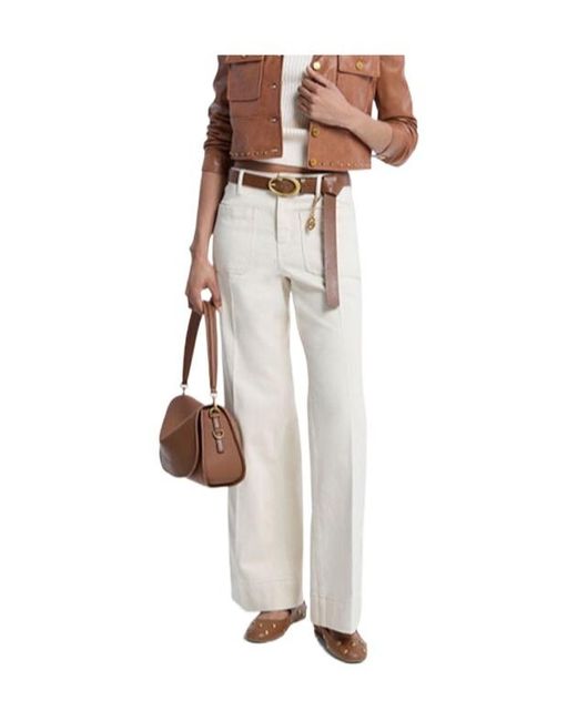 MICHAEL Michael Kors White High-Waist Logo-Chain Jeans