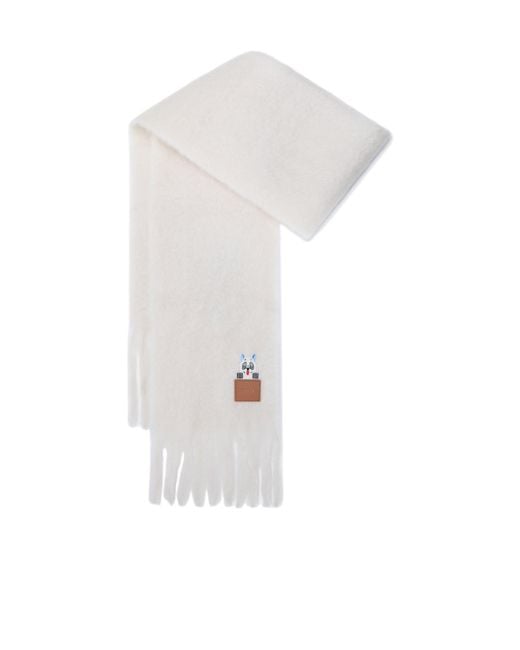 Loewe White Fringed Scarf