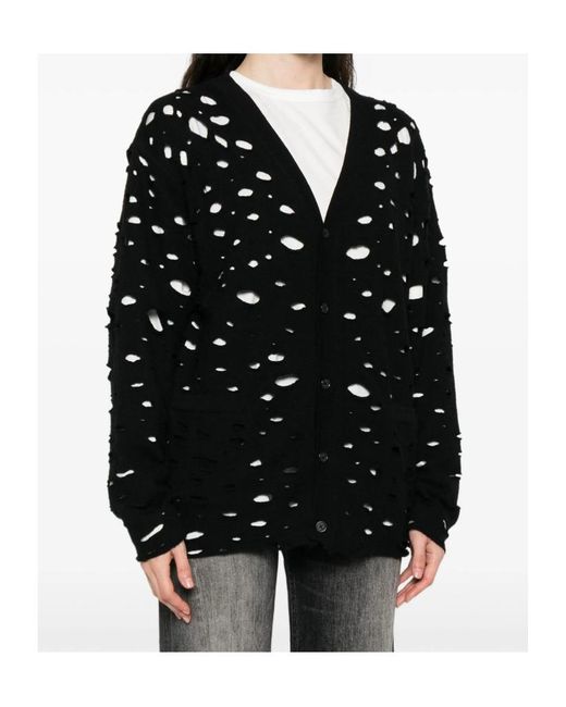 R13 Black Distressed Button-Up Cardigan