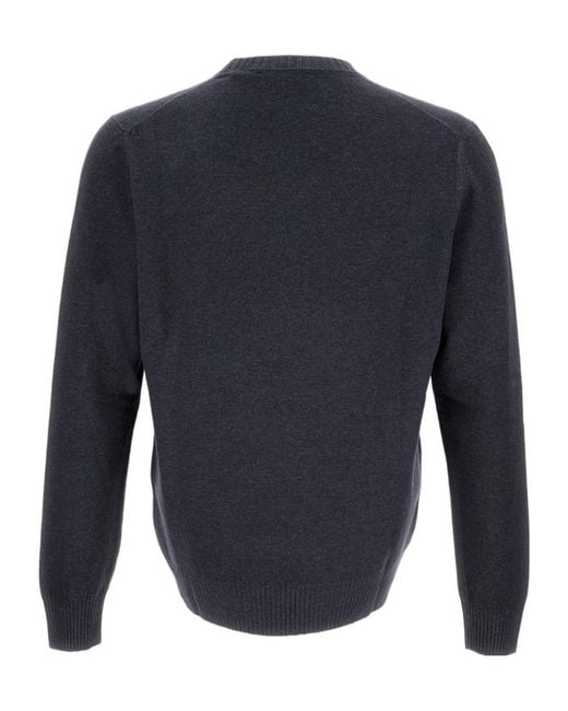 Gran Sasso Blue Ribbed Details Vintage Crew Neck Jumper for men