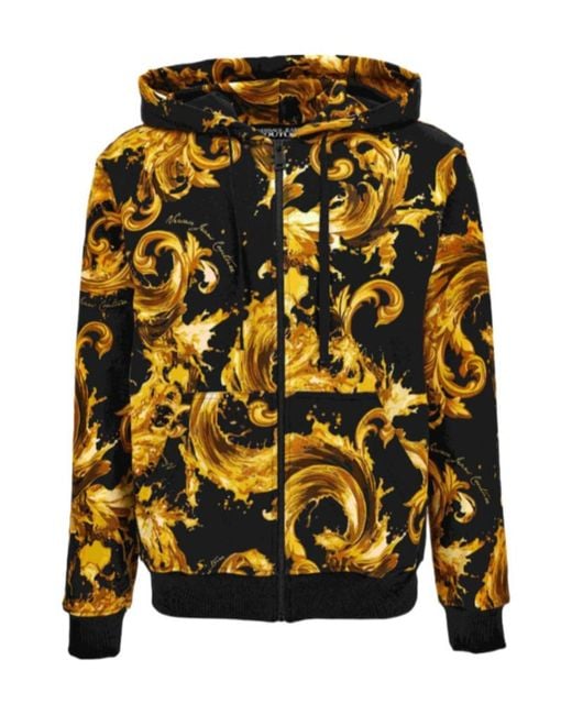 Versace Jeans Black Couture Barocco Zip-Up Hoodie for men