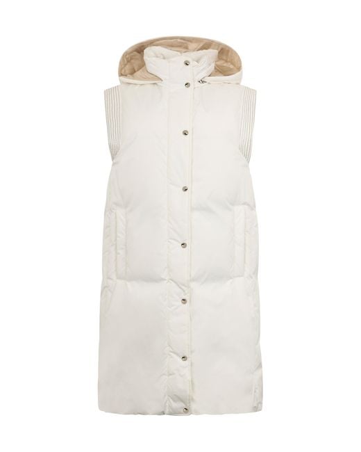 Peserico White Hooded Padded Down Gilet