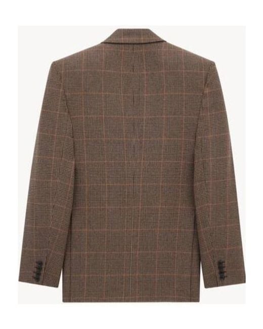 Saint Laurent Brown Prince De Galles Wool Blazer for men
