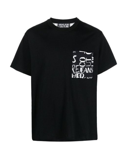 Versace Jeans Black Couture Graphic Printed Crewneck T-Shirt for men