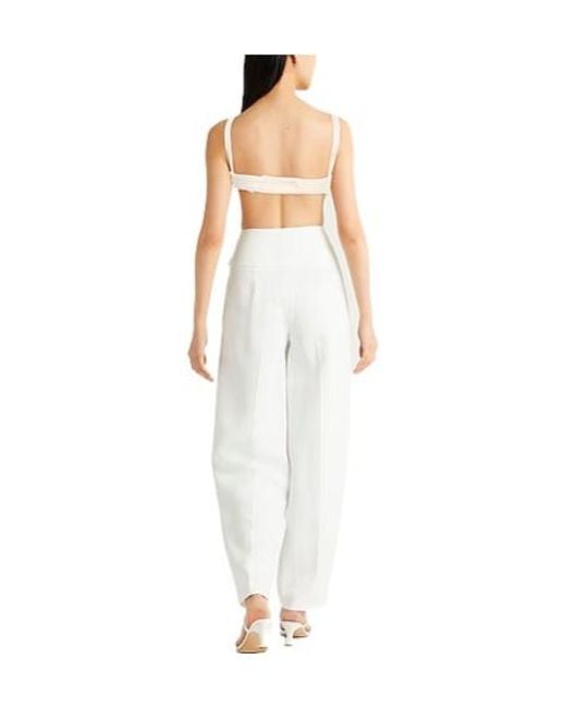 Max Mara Natural Solid Sleeveless Cropped Top